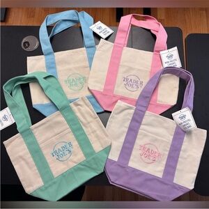 Trader Joe's Mini Pastel Easter Canvas Tote Bag Set of
4 Pink Purple Blue Green
